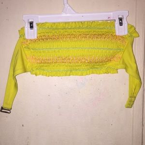 Yellow strapless bathing suit top